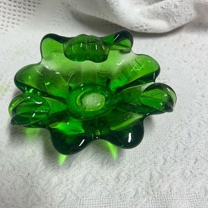 VTG Green Emerald  Sommerso Millefiori Murano Blown Art Glass Bowl Ashtray Italy